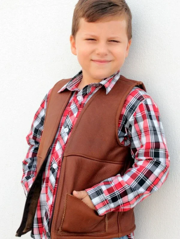 Leather Vest for kids made of sheepskin leather