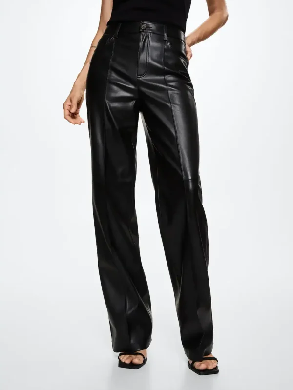 Leather effect high waist pant