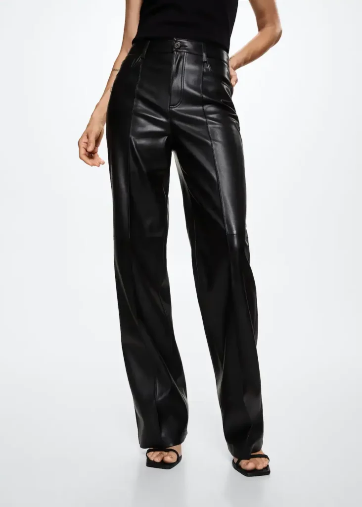 Leather effect high waist pant