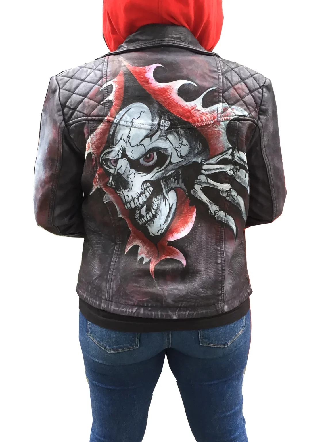 Limited Edition Hand Painted Biker Washed Waxed Leather Jacket