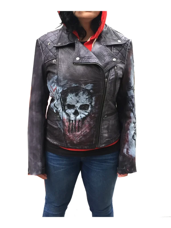 Limited Edition Hand Painted Biker Washed Waxed Leather Jacket