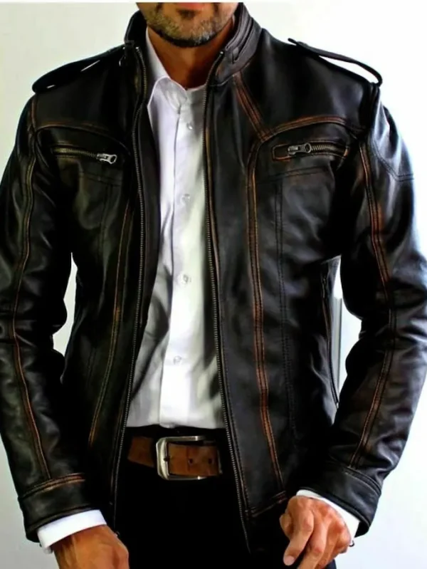 Men's Antique Brown Distressed Leather Jacket