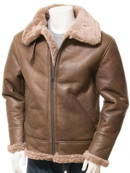 Men's Antique Brown Sheepskin Jacket