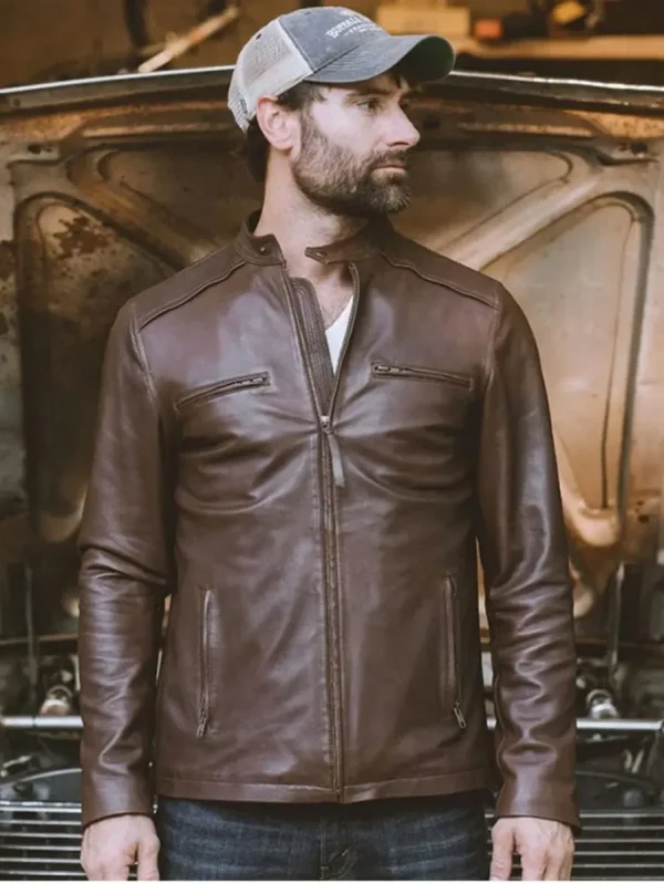 Men’s Biker Thompson Brown Leather Jacket