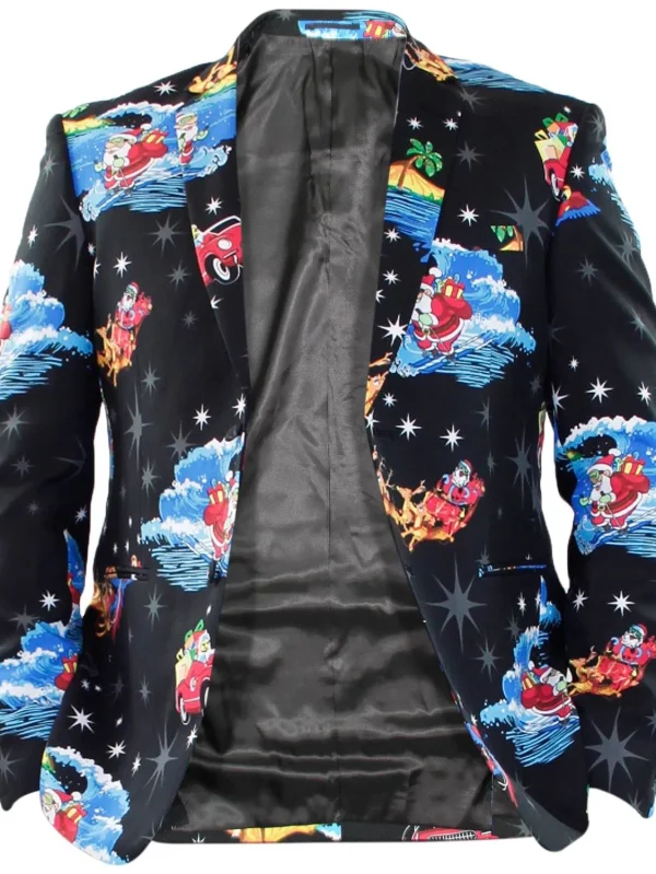 Mens Christmas Blazer Suit Xmas Printed Coat