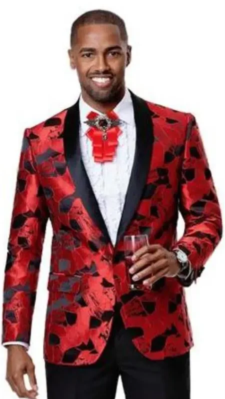 Men's Shiny Pattern Fashionable Blazer Coat