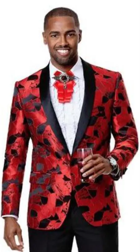 Men's Shiny Pattern Fashionable Blazer Coat