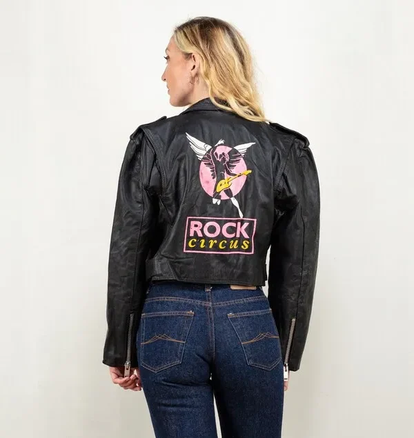 Moto Jacket women vintage 80s bomber biker jacket