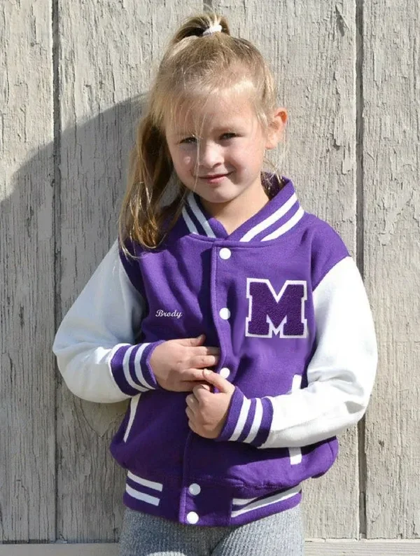 Personalized Kids purple Varsity Jacket