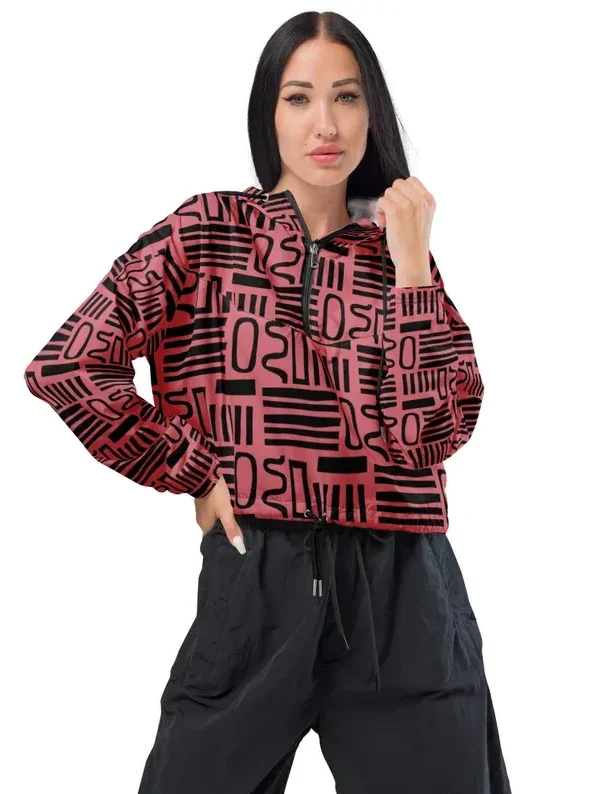 Pink and Black Women’s cropped windbreaker