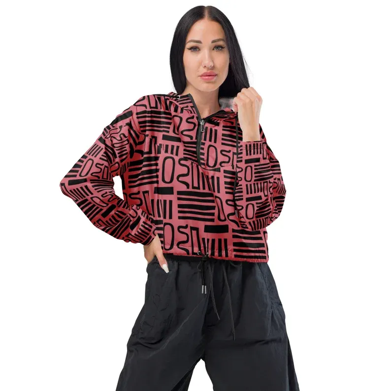 Pink and Black Women’s cropped windbreaker