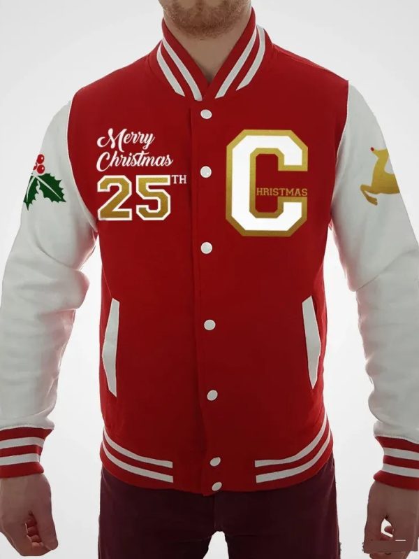 The Ultimate Christmas Red Varsity Jacket