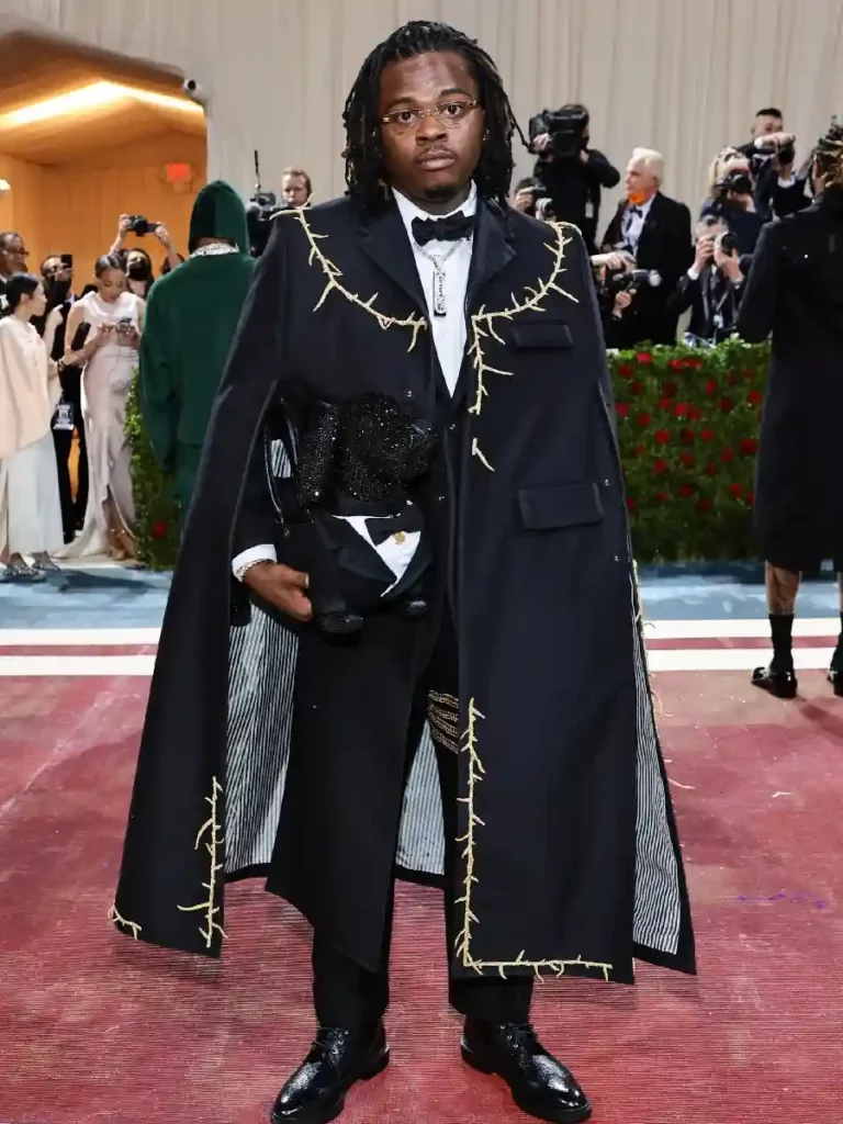 Rapper Gunna Met Gala Black Root Coat