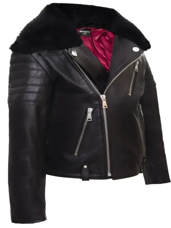 kids real leather biker style jacket