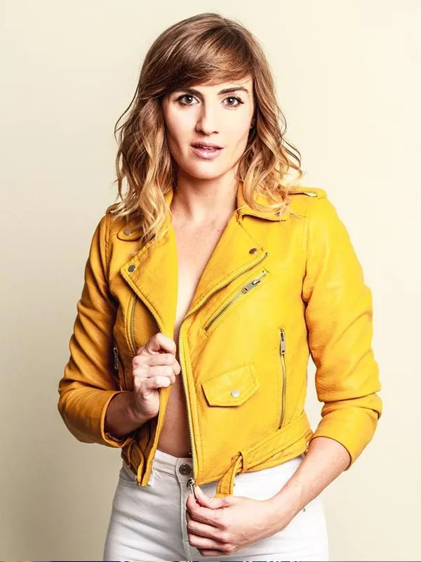 Alison Haislip BattleBots S01 Yellow Leather Jacket