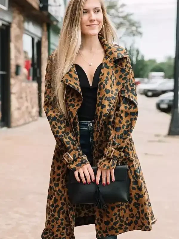 Women's Essentials Leopard Print Suede Coat