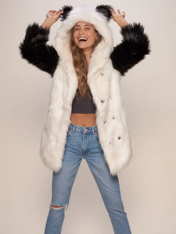 Limited Edition Panda Fluffy Faux Fur Coat