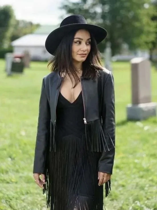 Vanessa Hudgens Oversize Black Leather Jacket