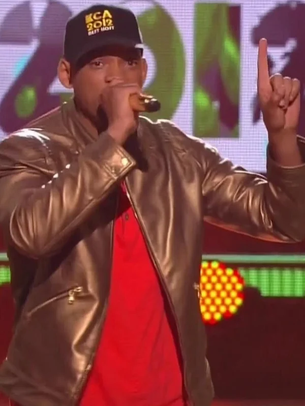 Actor Will Smith in Nickelodeon Kids Choice Awards Brown Leather Jacket