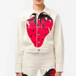 Women Strawberry white denim jacket