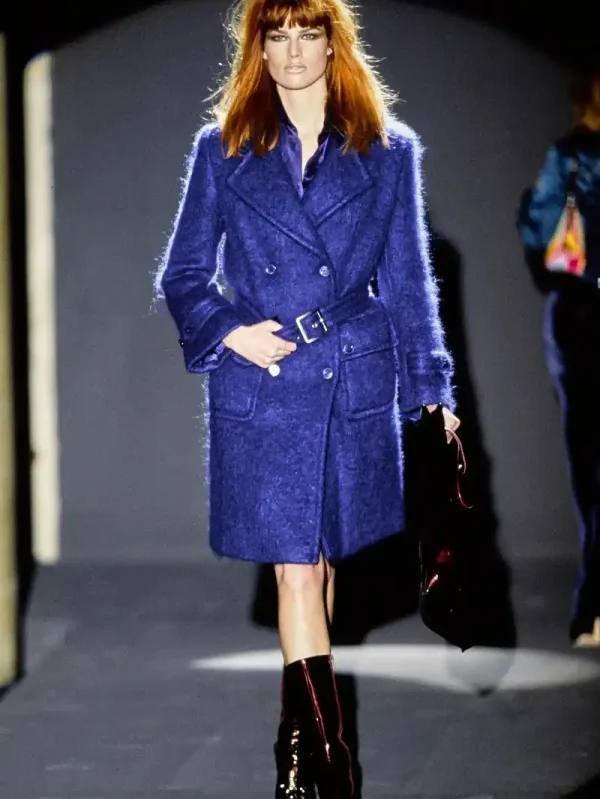 Women's Mid-Length Blue Wool-Blend Coats