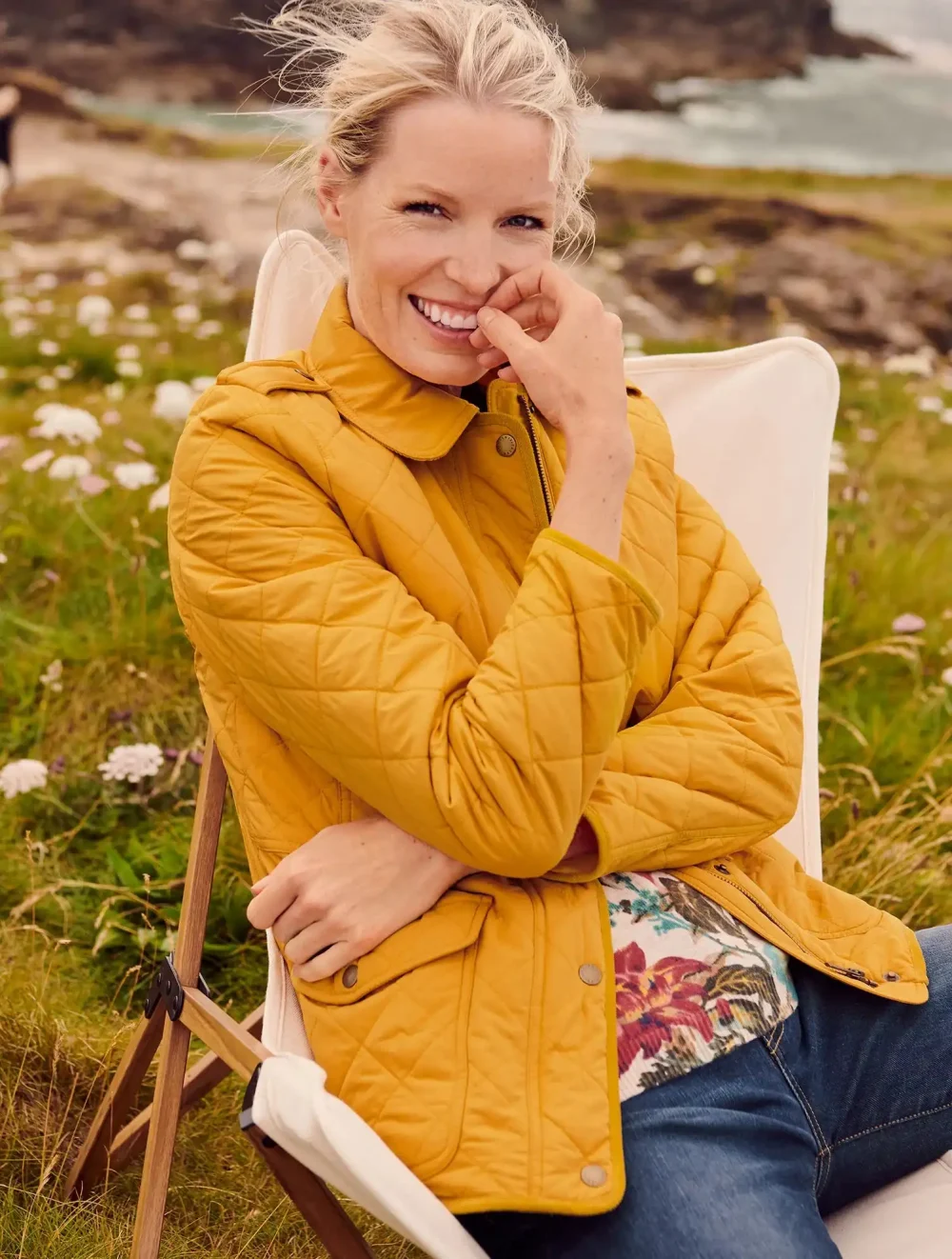 Women's Yellow Quilted Cotton Jacket