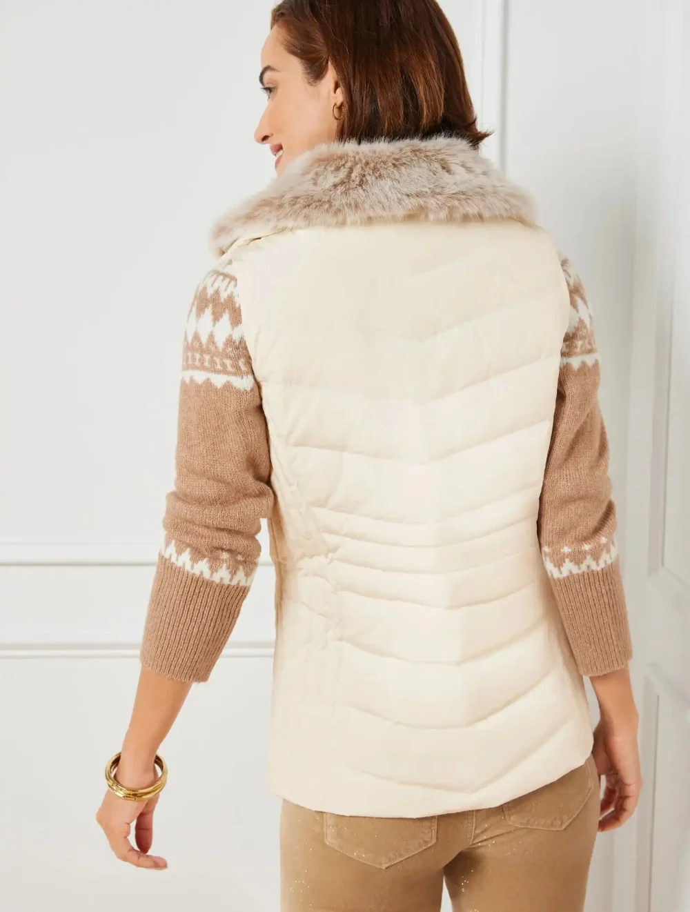 Women's White Faux Fur Collar Jacket