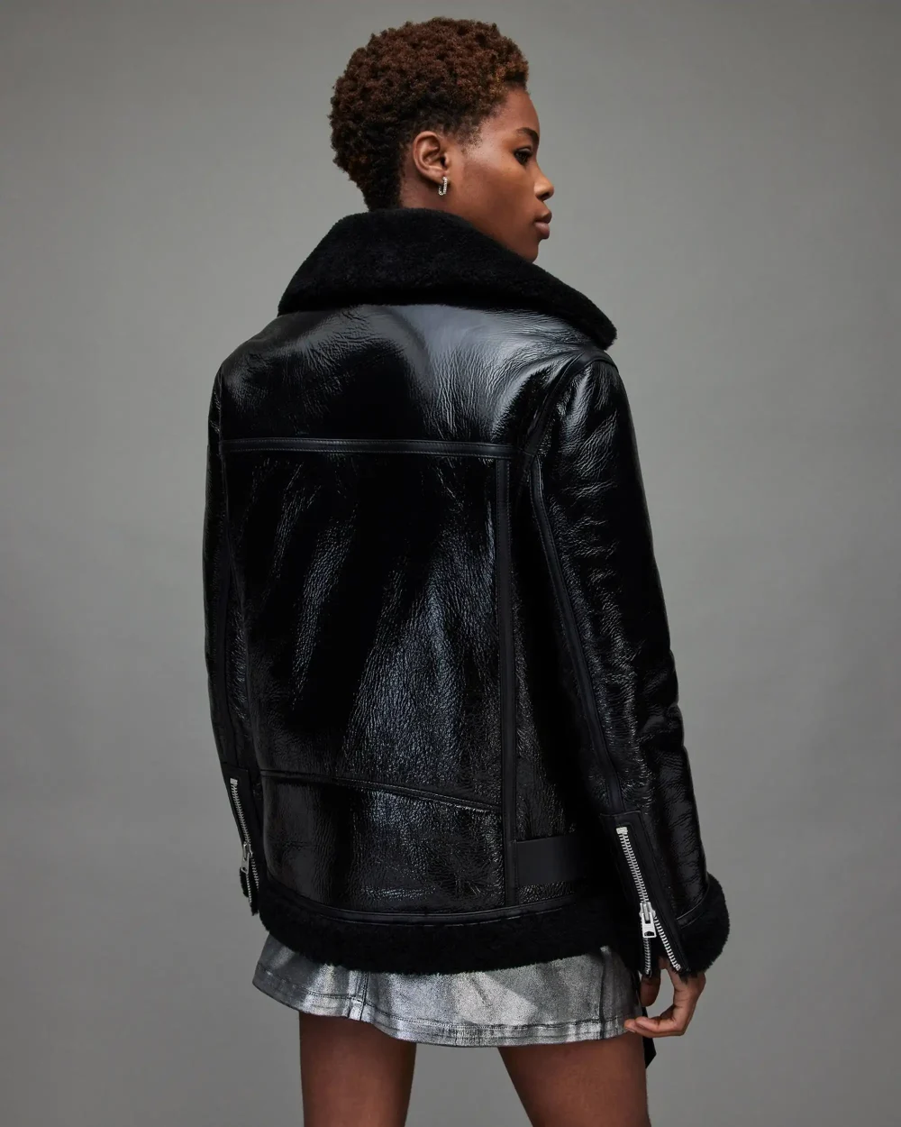 Women's Black Shearling Leather Jacket