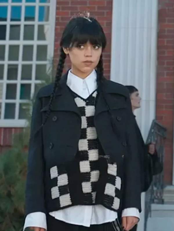 Tv Series Wednesday 2022 Jenna Ortega Black Cropped Jacket