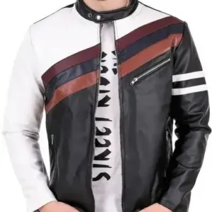 Men's Multi color Leather Biker Jacket