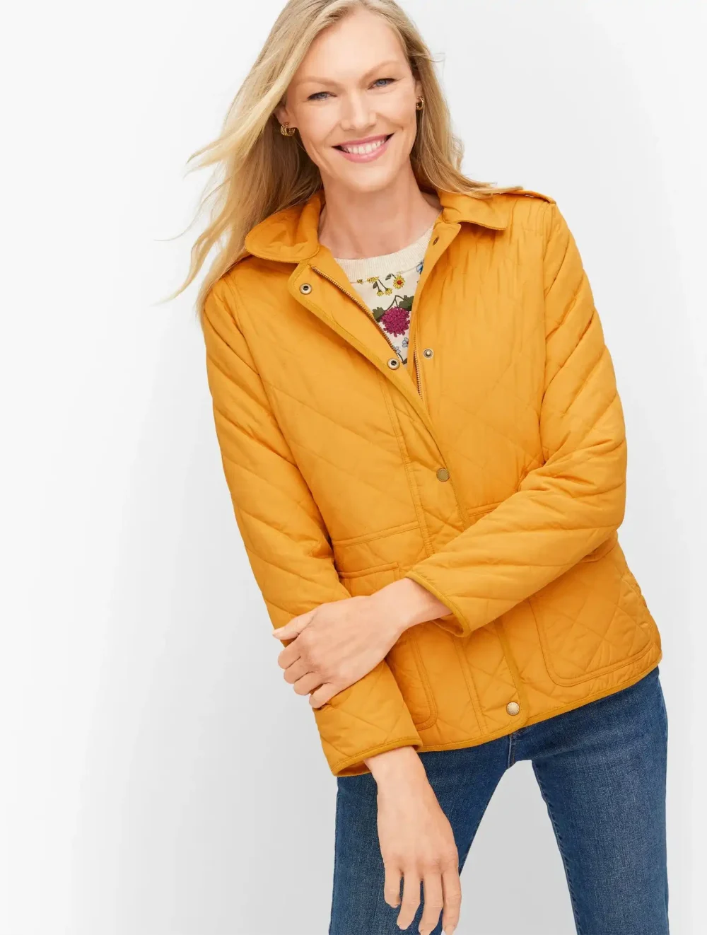 Women's Yellow Quilted Cotton Jacket