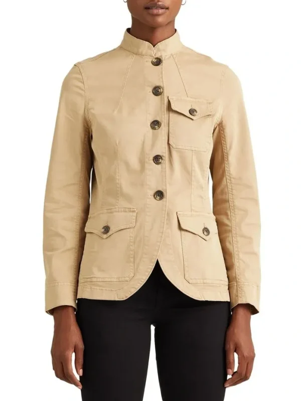 Women's Stretch Cotton Chino in Beige Jacket