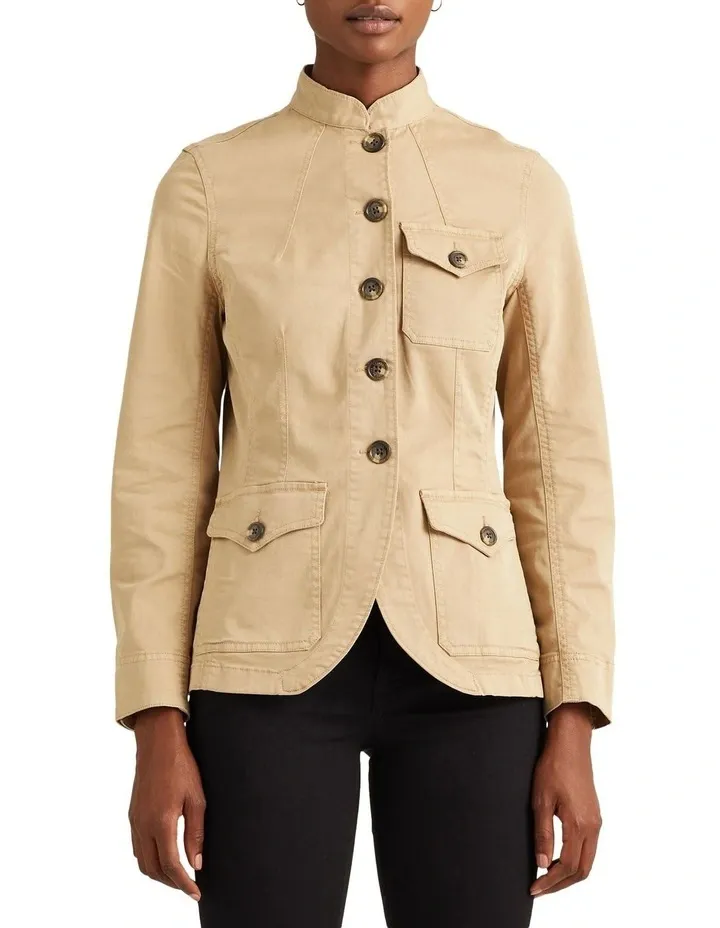 Women's Stretch Cotton Chino in Beige Jacket