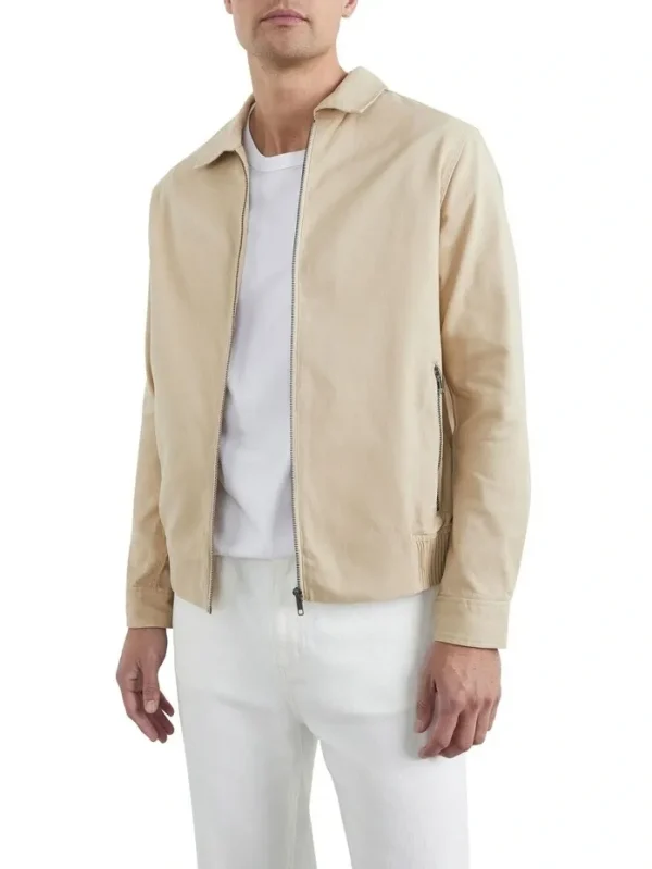 Men's Cotton Off-white Jacket With Shirt Style Collar