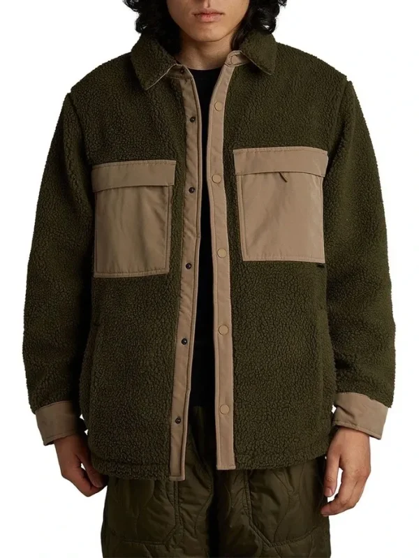 Men's Sherpa Faux Fur Green Jacket