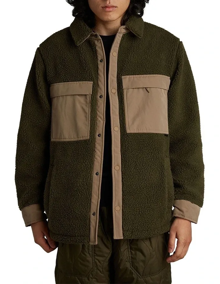 Men's Sherpa Faux Fur Green Jacket