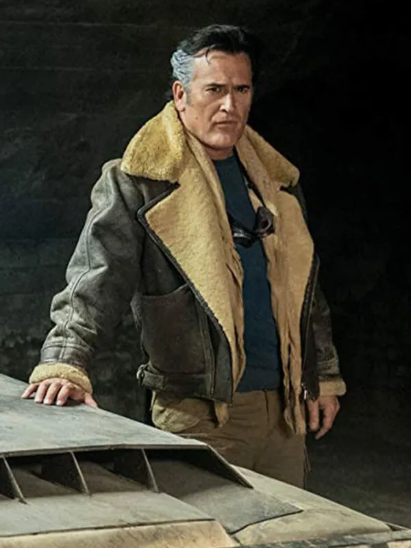 Ash Williams TV Series Ash vs Evil Dead Bruce Campbell Brown Shearling Leather Jacket