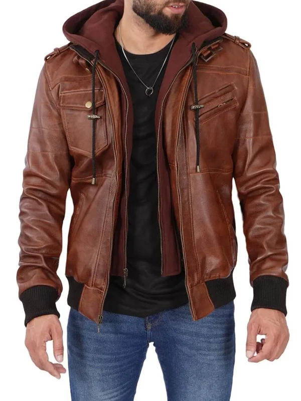 Brown Leather Jacket For Men's