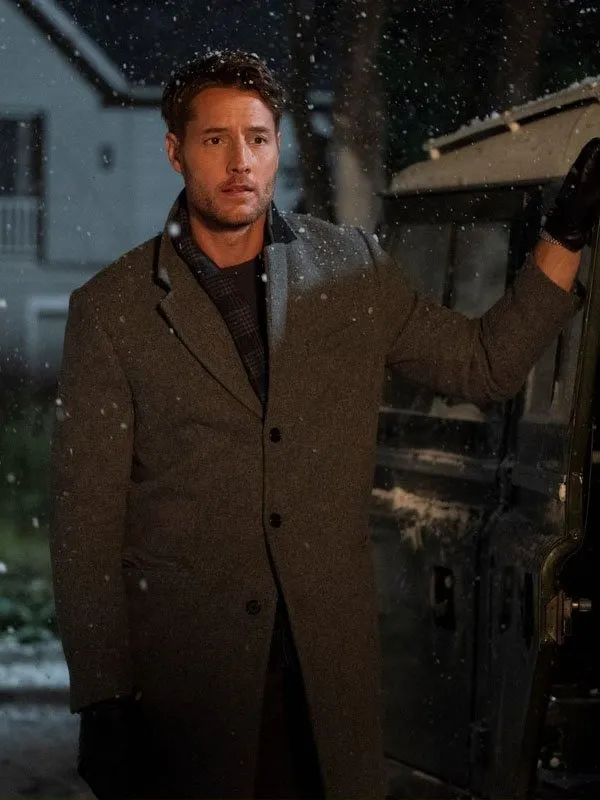 The Noel Diary 2022 Justin Hartley Grey Wool Coat