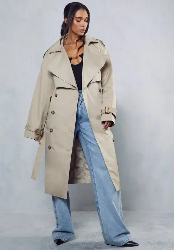 Women's Cotton OverSized Belted Trench Coat