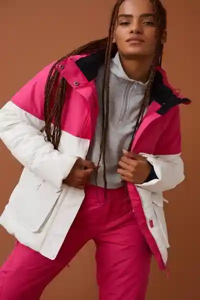 women Pink and white parachute jacket