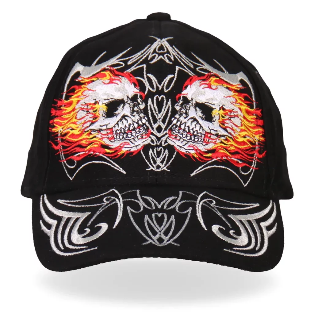 Hot Leather Mirror Skulls Ball Cap