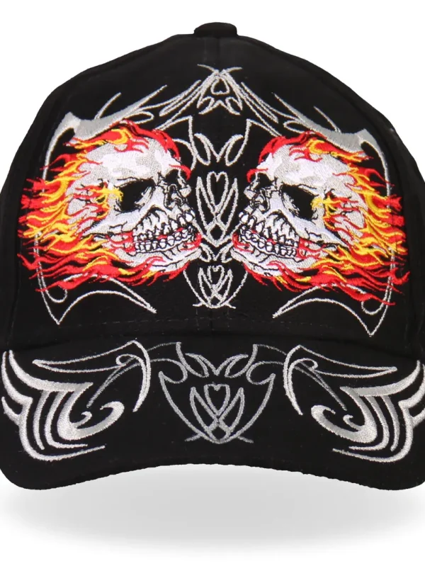 Hot Leather Mirror Skulls Ball Cap