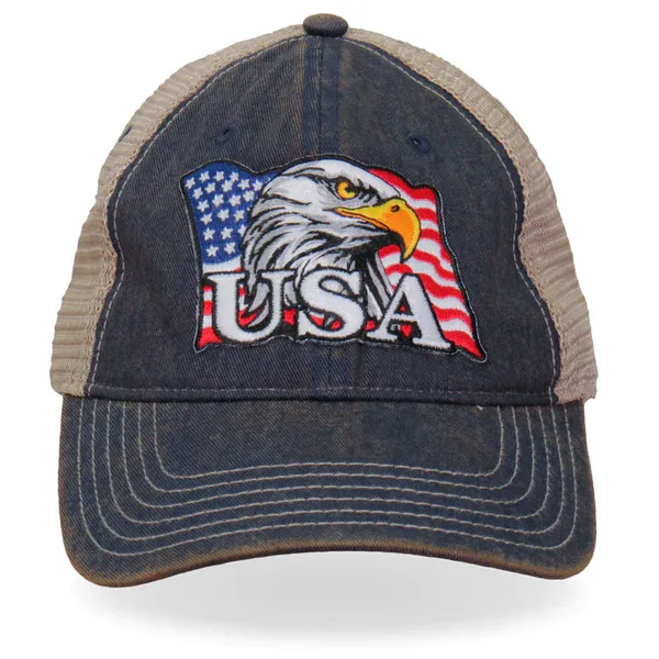 Hot Leathers Eagle Head Flag Trucker Hat