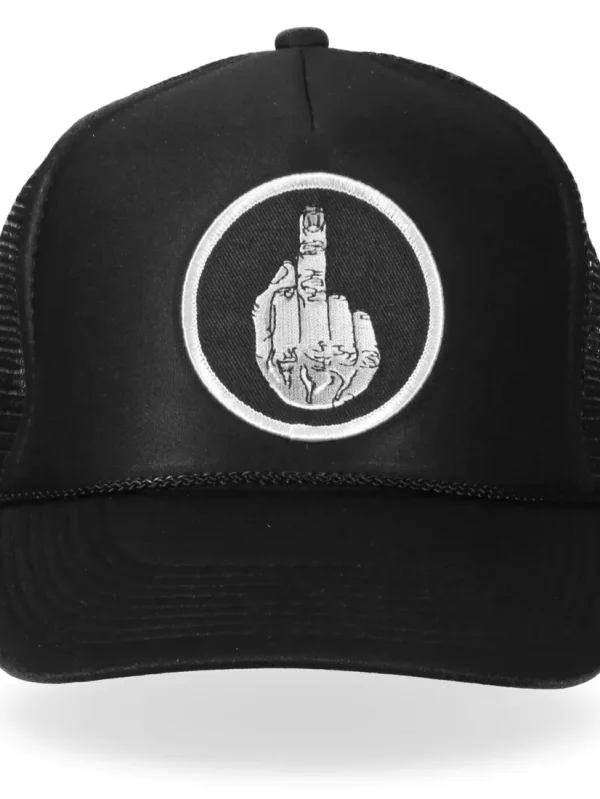 Hot Leathers Middle Finger Black Trucker Hat