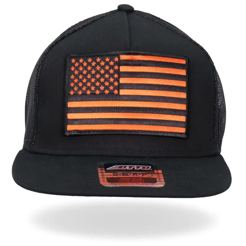 Hot Leathers Orange USA Flag Snapback Hat