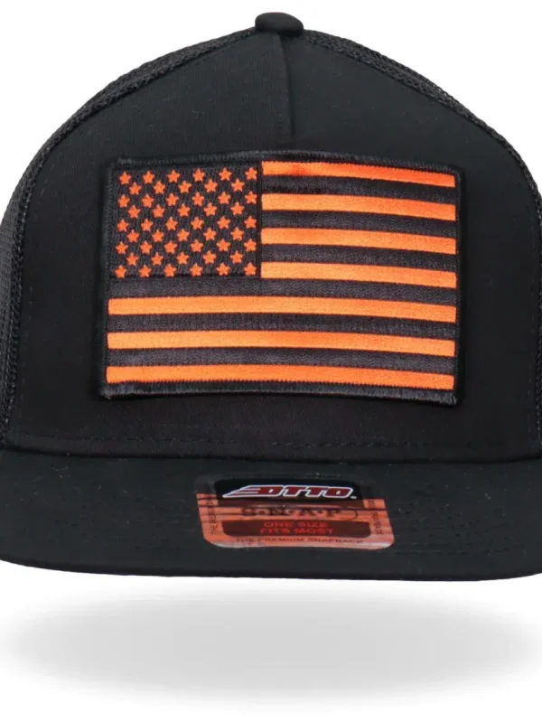 Hot Leathers Orange USA Flag Snapback Hat