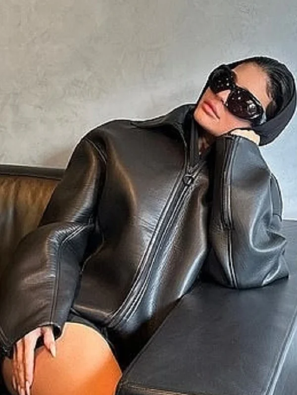 Kylie Jenner Black Leather Jacket