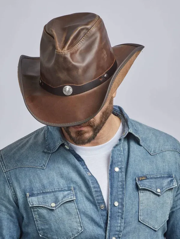 Mens American Leather Cowboy Hat