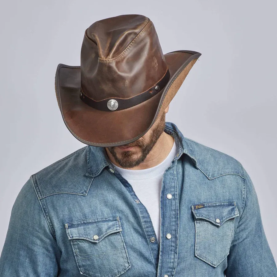 Mens American Leather Cowboy Hat